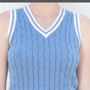 Brandy Melville blue and cream sweater vest